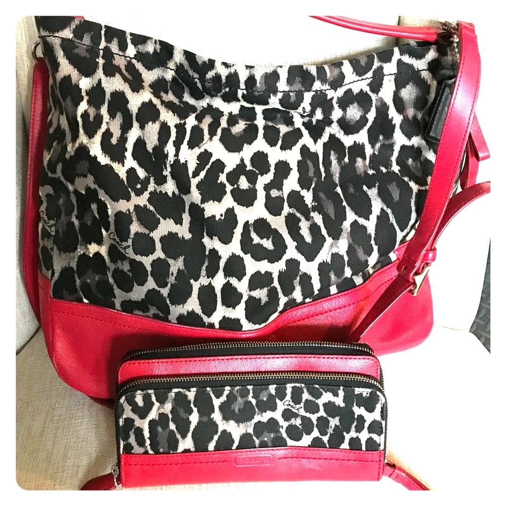 Coach red ocelot wallet