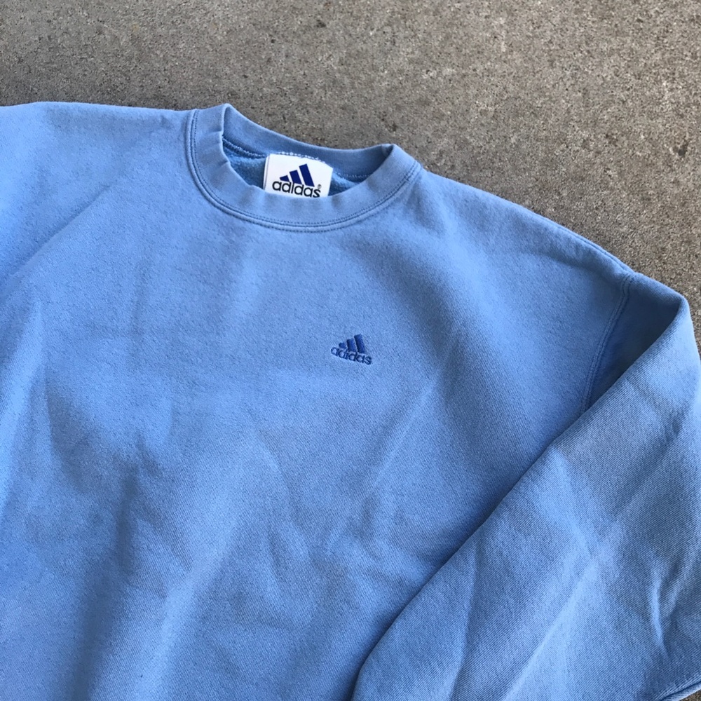 Vintage 90s adidas baby blue crewneck Large