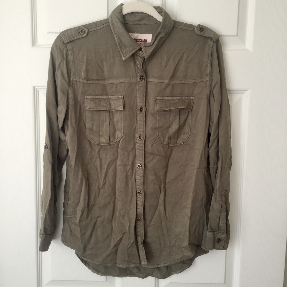 Army green button up