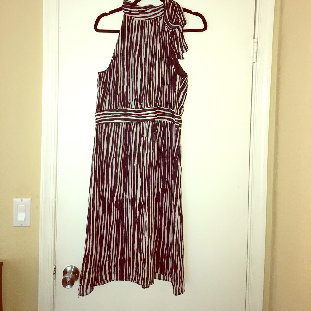 Blue and white sleeveless dress