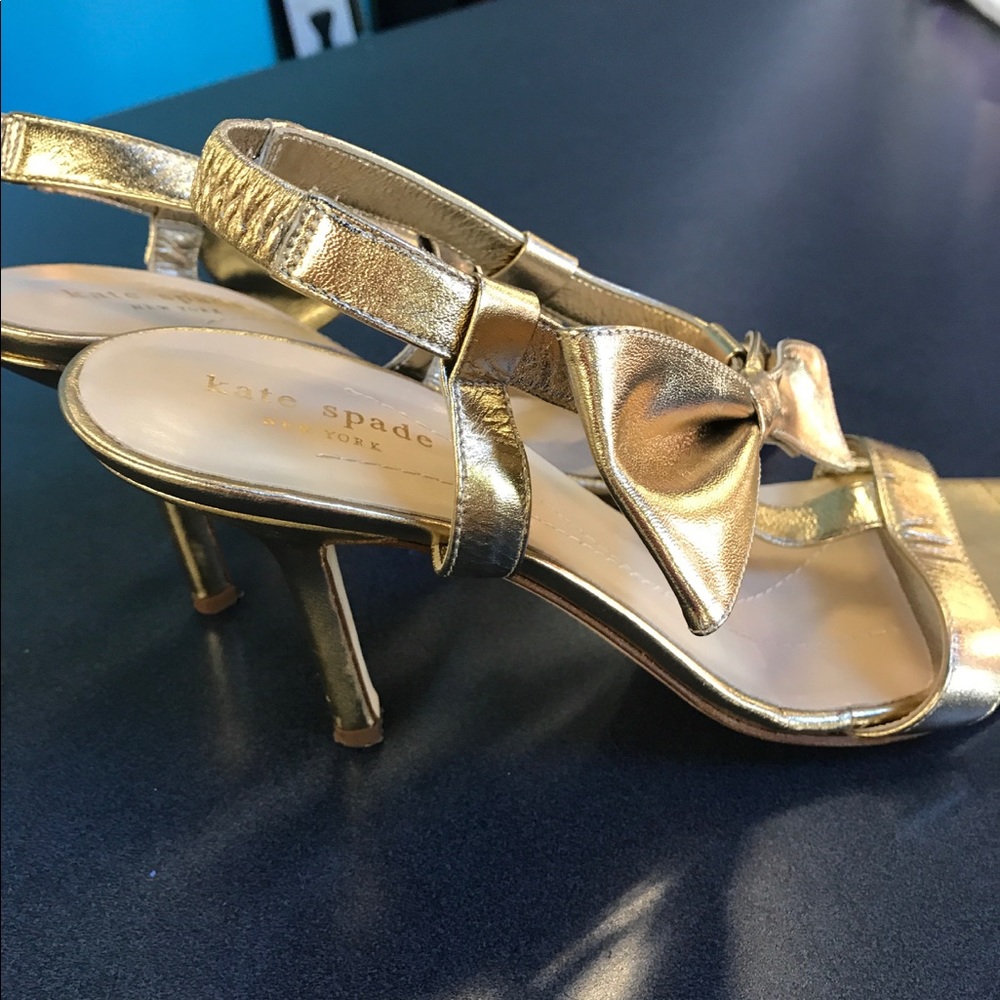 Kate Spade Gold Strappy Bow Heels