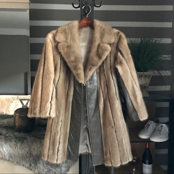 Jackets & Blazers - 💯% Authentic Mink Coat With Leather Trim