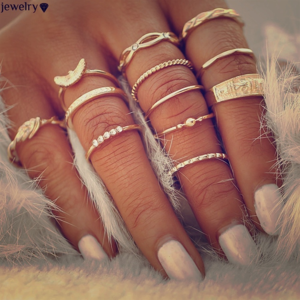 12 piece gold ring set