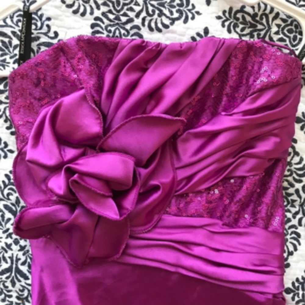 Jessica McClintock Strapless Rose Formal Dress