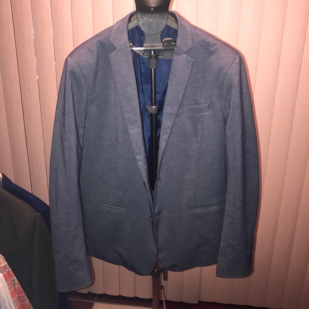 Blue Textured Sharkskin Blazer 40R/42R Slim