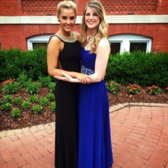 Unique Vintage Royal Blue Strapless Formal Dress - Picture 5 of 8