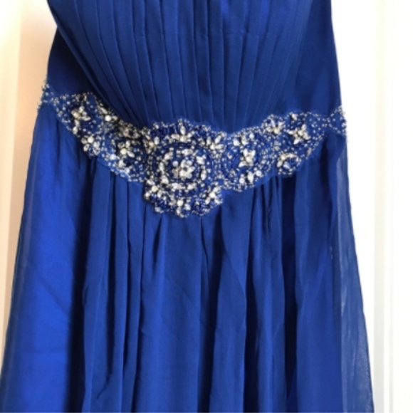 Unique Vintage Royal Blue Strapless Formal Dress - Picture 2 of 8