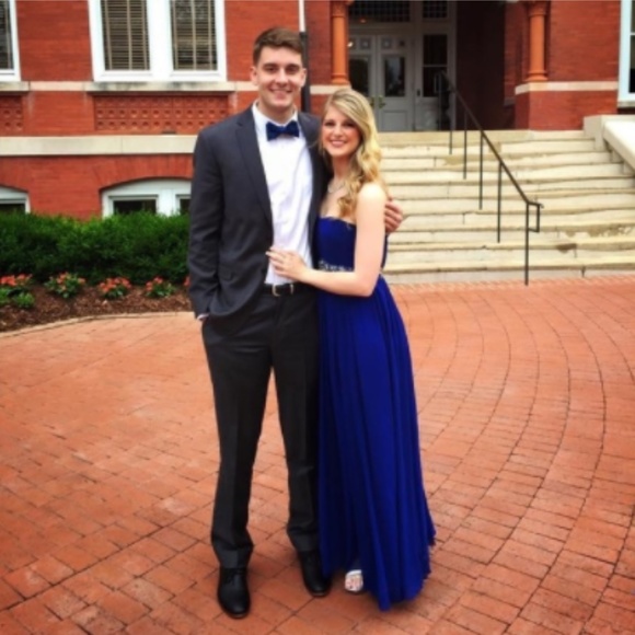 Unique Vintage Royal Blue Strapless Formal Dress - Picture 7 of 8