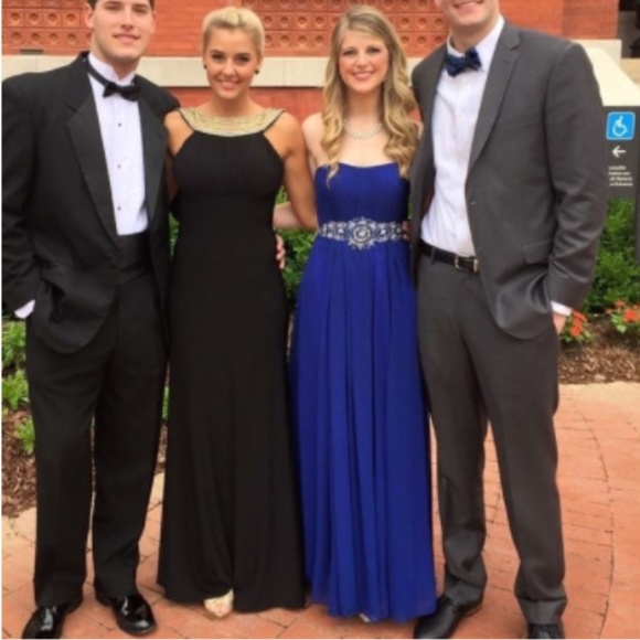 Unique Vintage Royal Blue Strapless Formal Dress - Picture 8 of 8