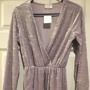 Silver Velvet Wrap Dress