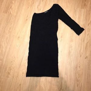 Off the shoulder black textured mini dress
