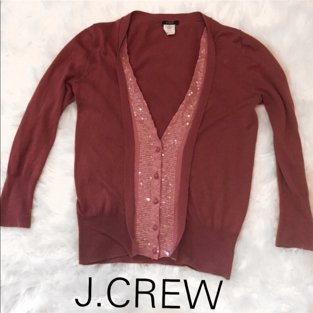 J.Crew Peakaboo Sequin Cardigan Raspberry -XS
