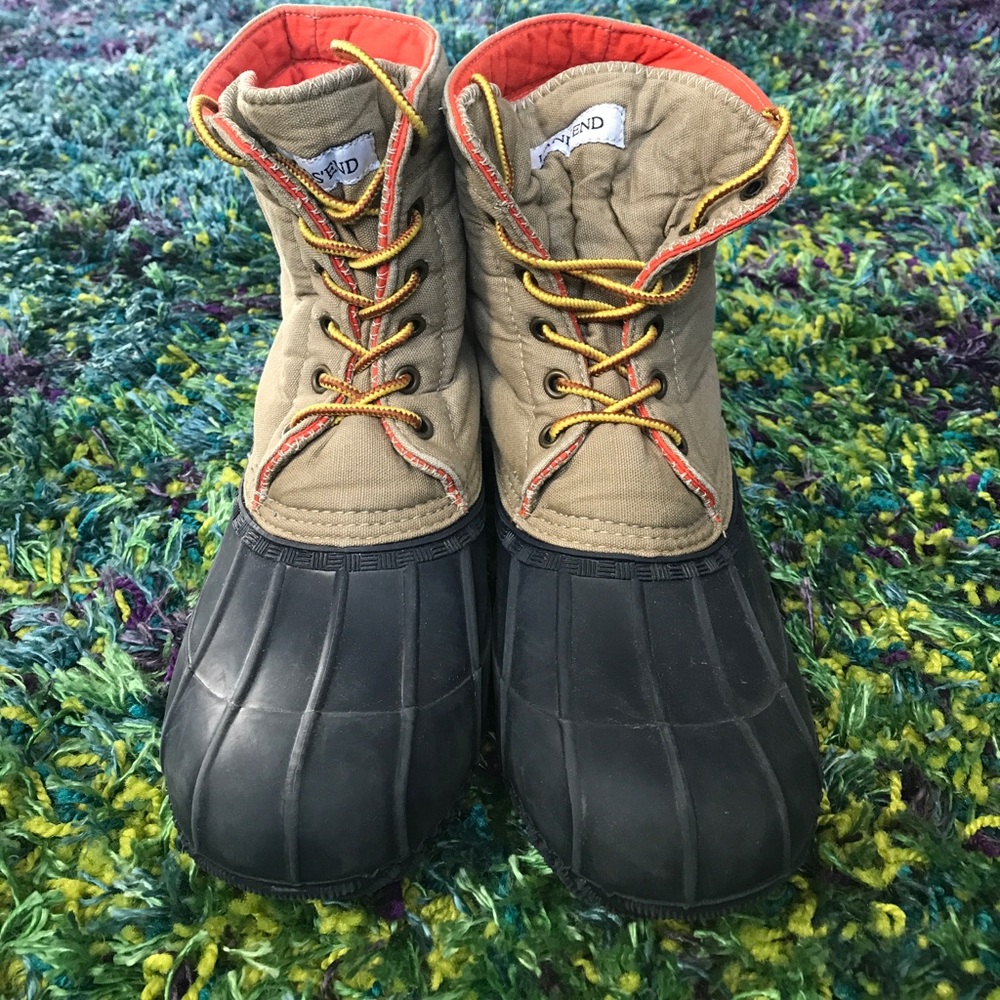 Lands'end rubber and canvas duck boots