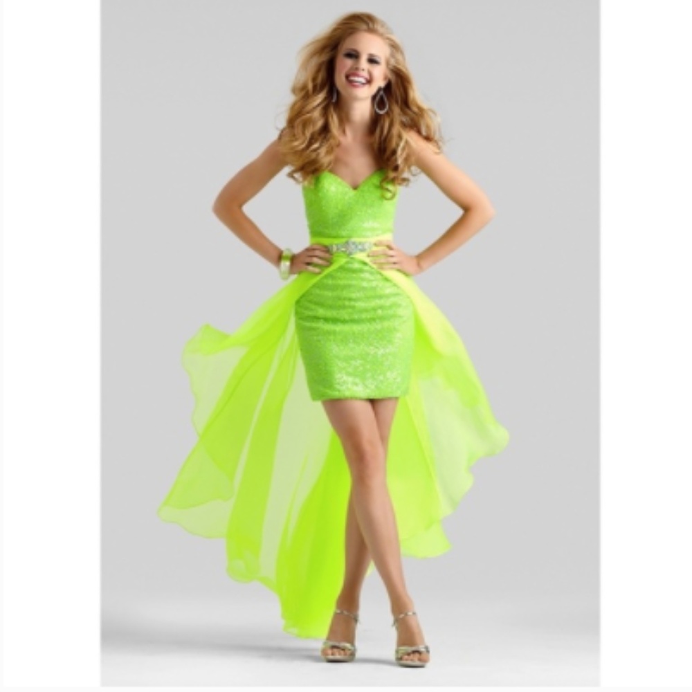 Cachè Green High-Low Sequin Formal Dress
