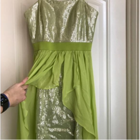 Cachè Green High-Low Sequin Formal Dress - Picture 2 of 8