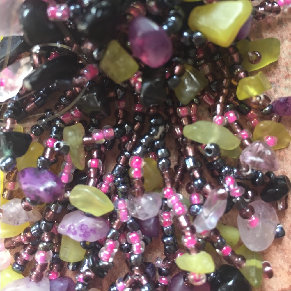 Beaded Boho Necklace!! Purple - Picture 2 of 7