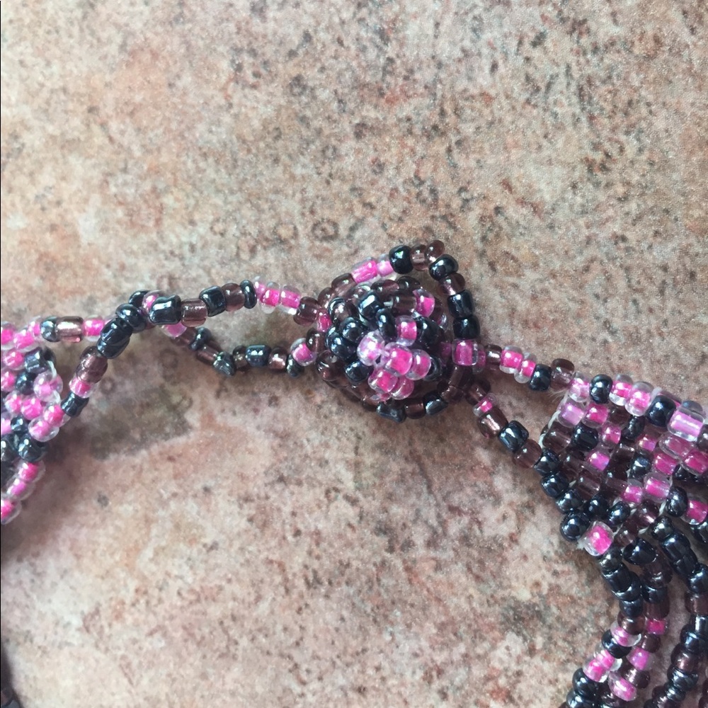 Beaded Boho Necklace!! Purple - Picture 4 of 7