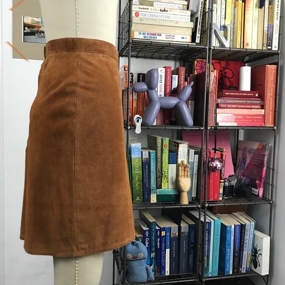 Suede Camel Mini Skirt - Picture 3 of 8