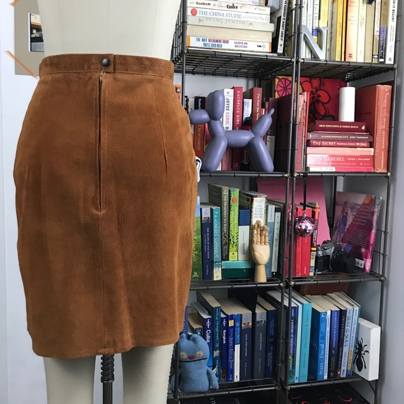 Suede Camel Mini Skirt - Picture 4 of 8