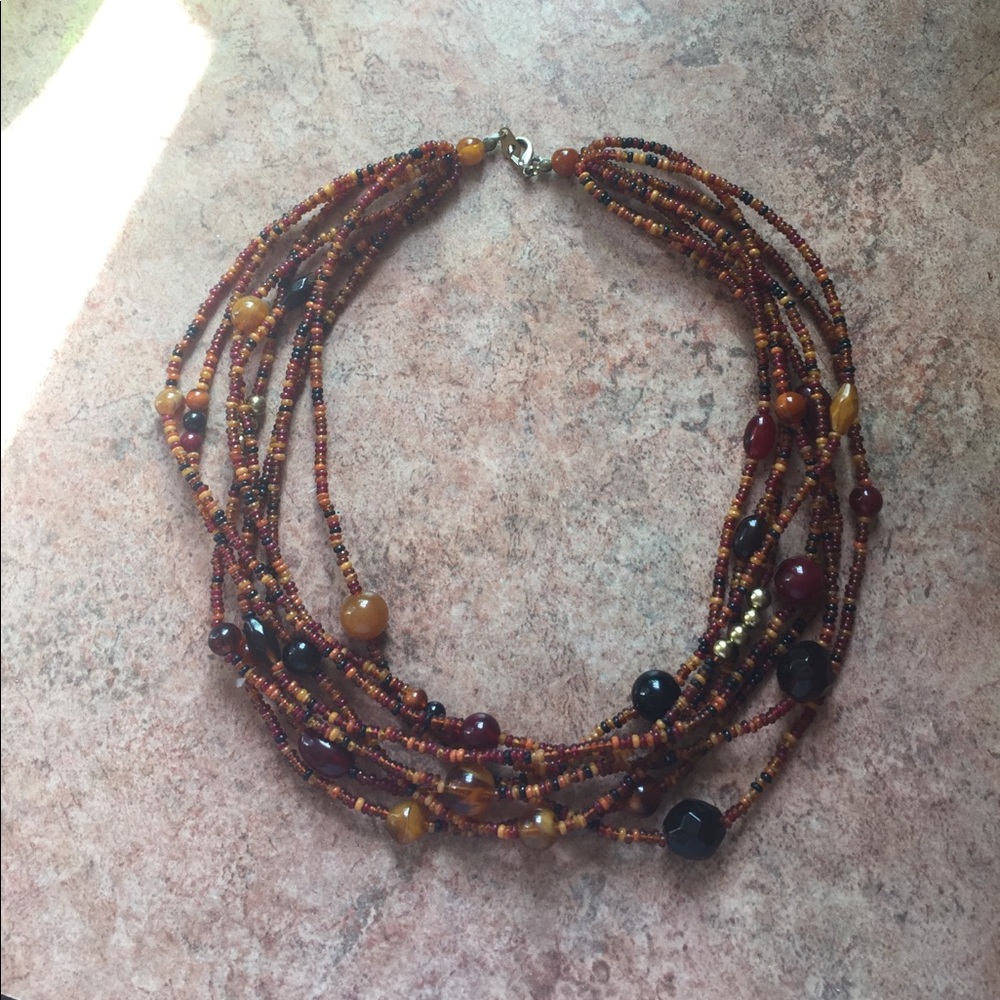 Beaded Boho Necklace!!! Red