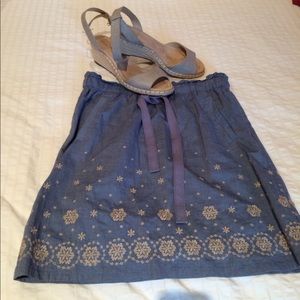 Blue chambray mini skirt