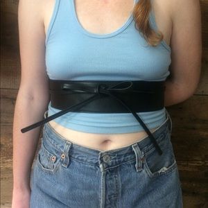 Faux leather wrap belt