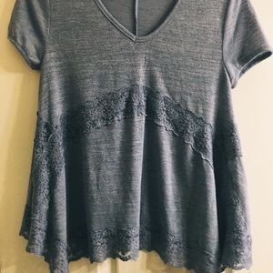 Baby blue lace patterned top