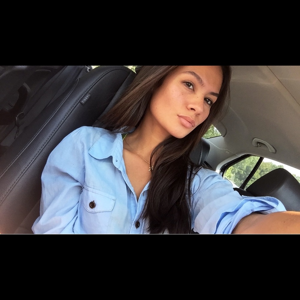 Sky blue button up shirt