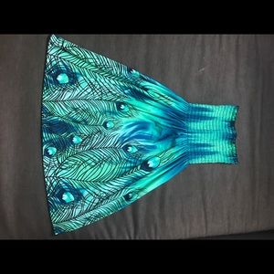Strapless peacock sundress