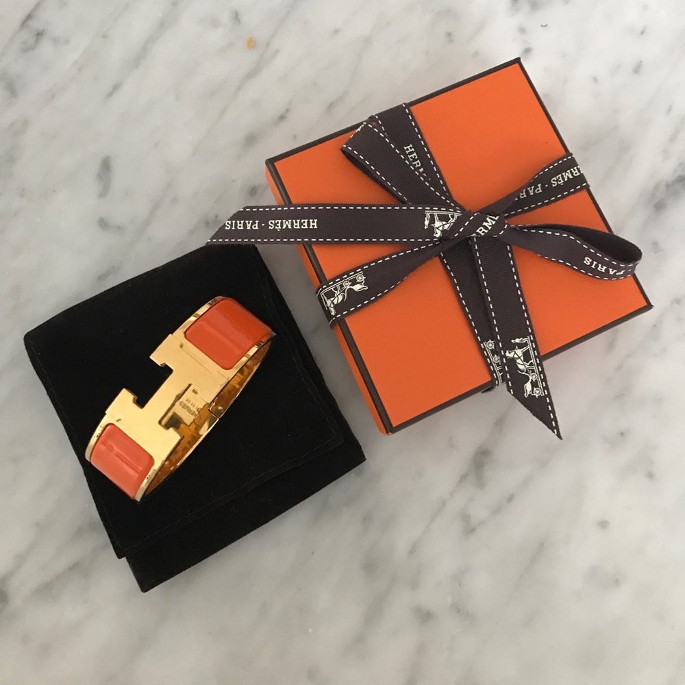Hermes Orange Clic Clac Bracelet PM