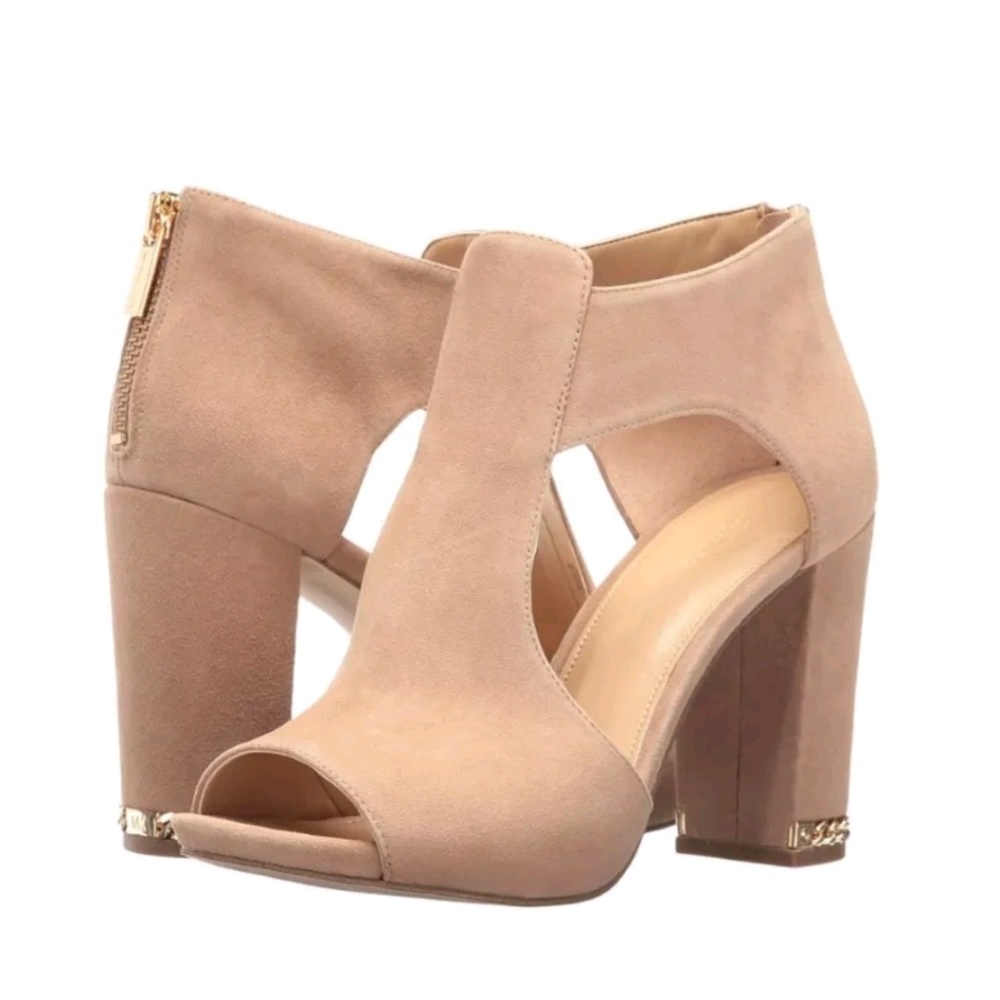 Michael Kors Open Toe Suede DK Khaki Sz 8.5