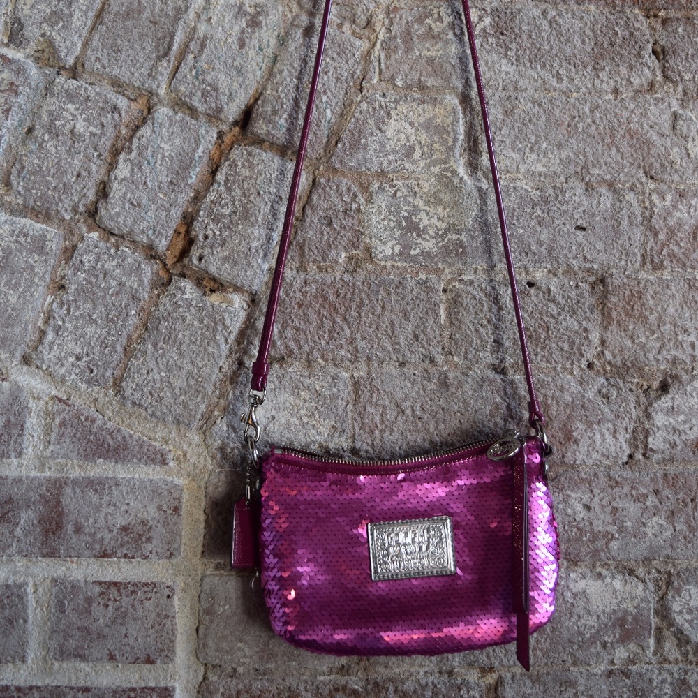 Pink Sequin Coach Crossbody bag
