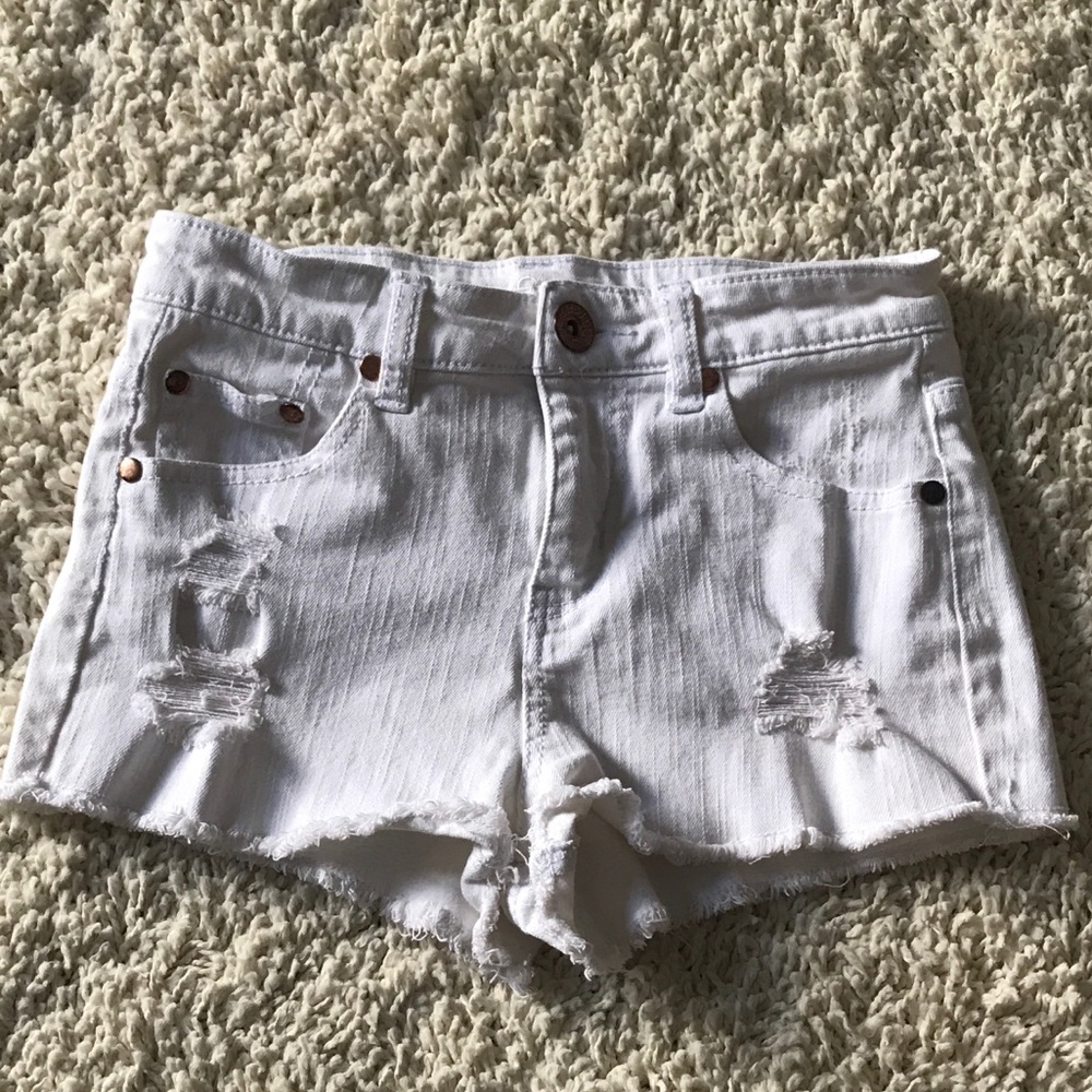 White Distressed Shorts