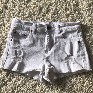 White Distressed Shorts