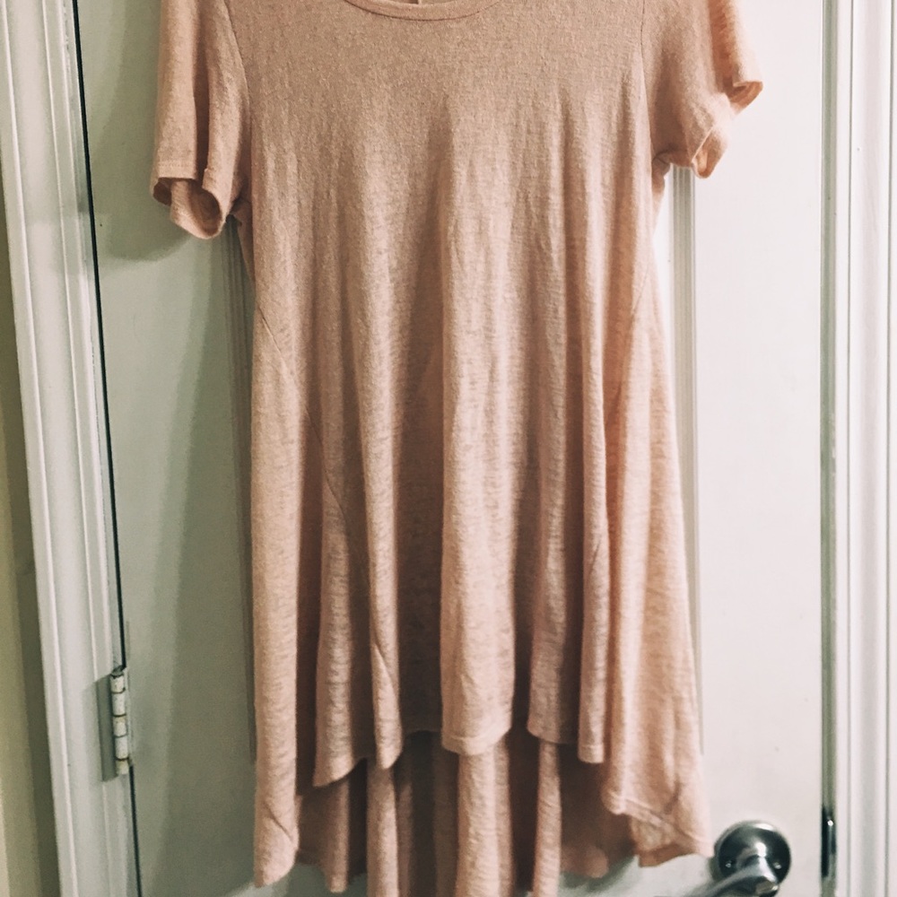 High-low soft pink tee