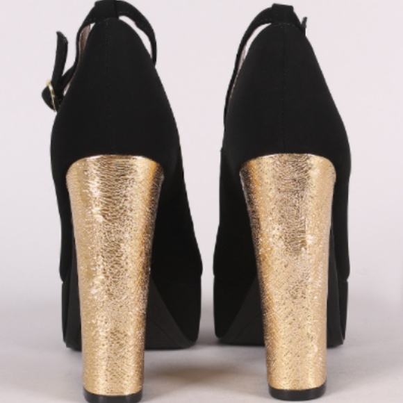 Metallic Chunky Ankle Strap Platform - Picture 4 of 4