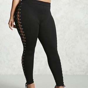 Plus size lace up leggings