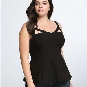 Cutout Bodycon Peplum Tank Top