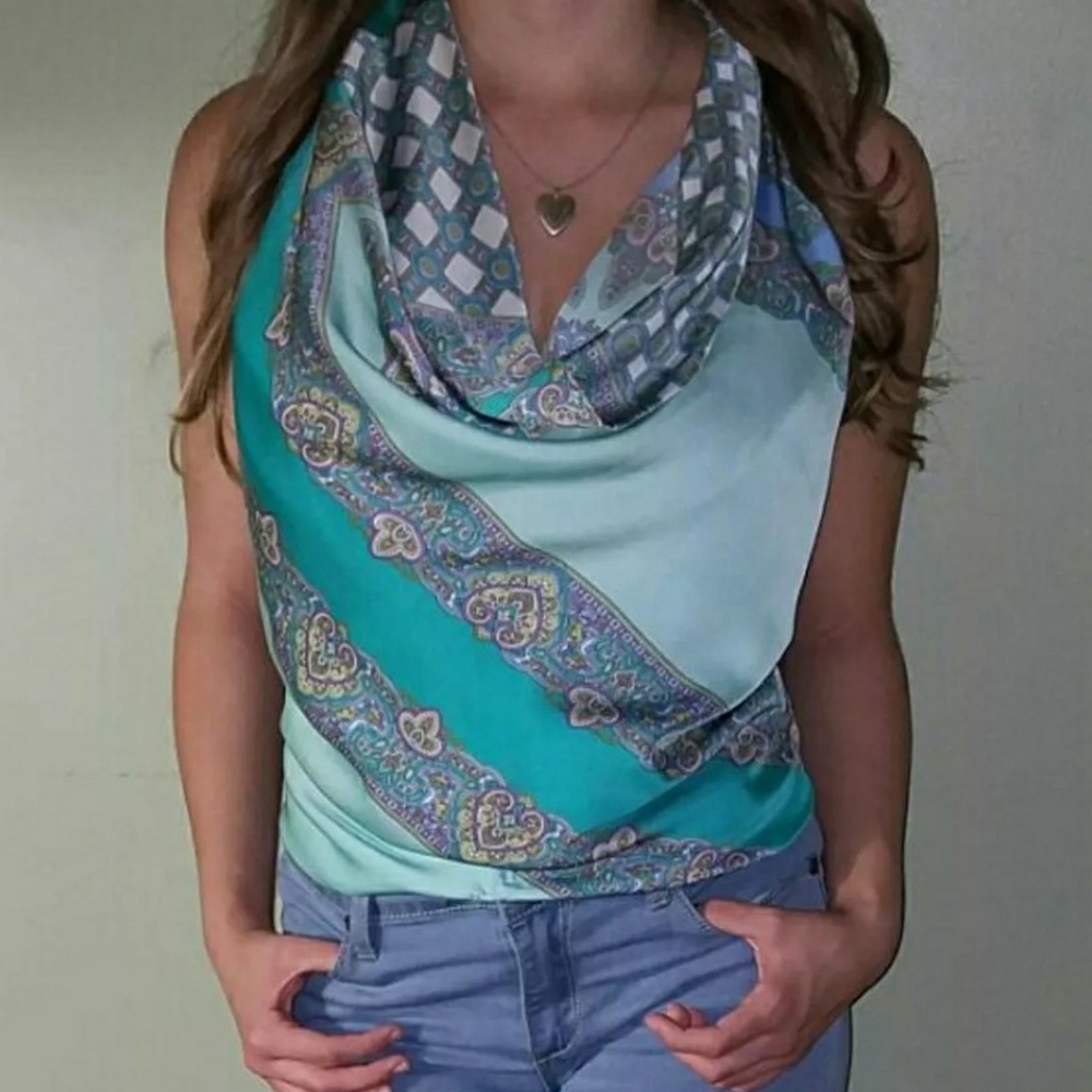 NWT "Single" Silk Paisley Open Back Scoop Tank XS