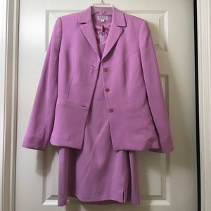 Two piece dress and jacket suit.