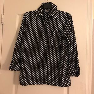 Silky black and white polka dot shirt