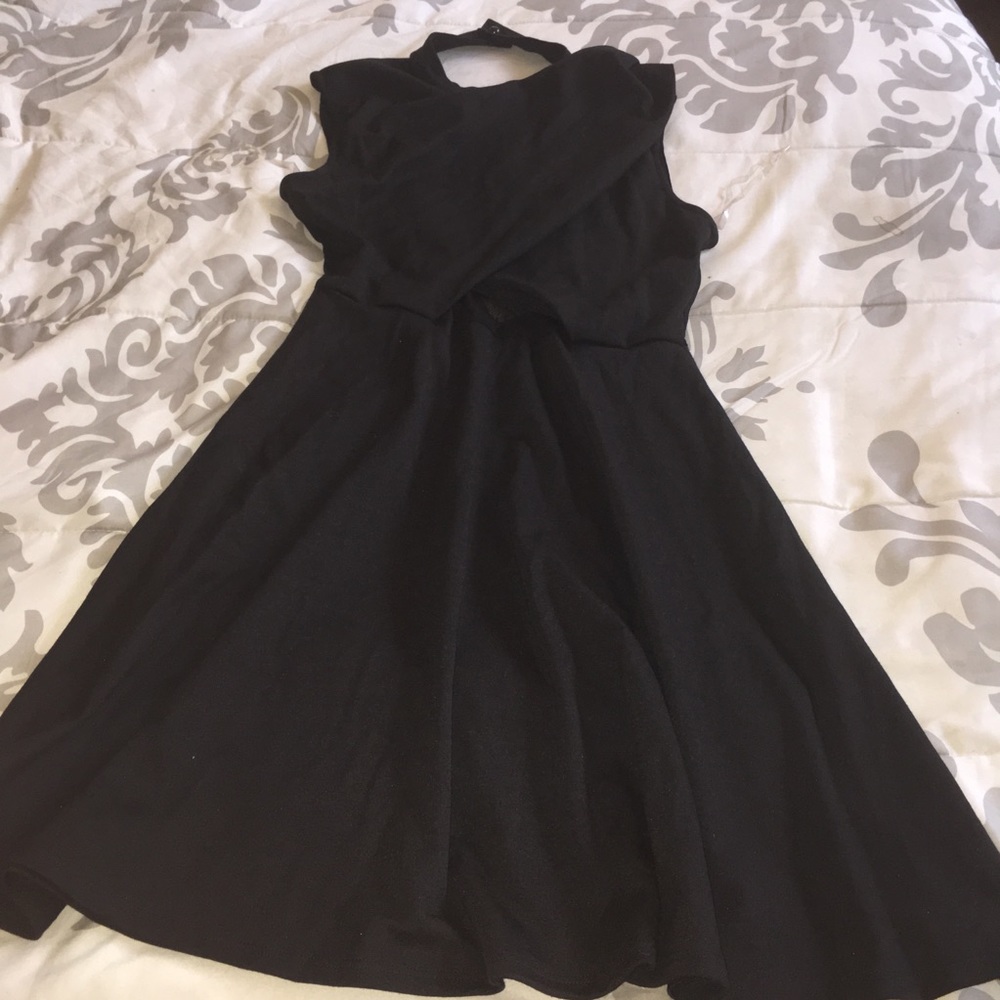 Mesh insert skater dress