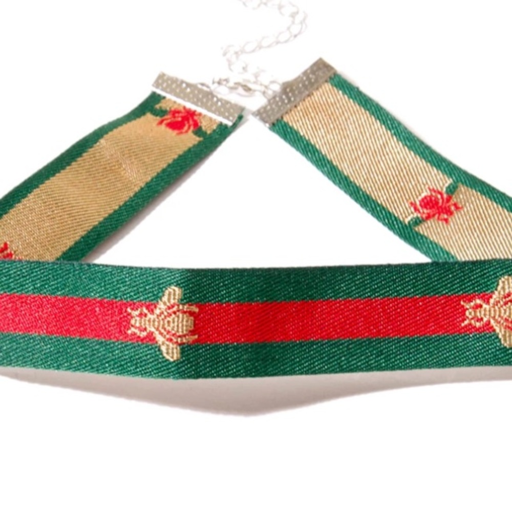 Red green gold choker with bee design brand new