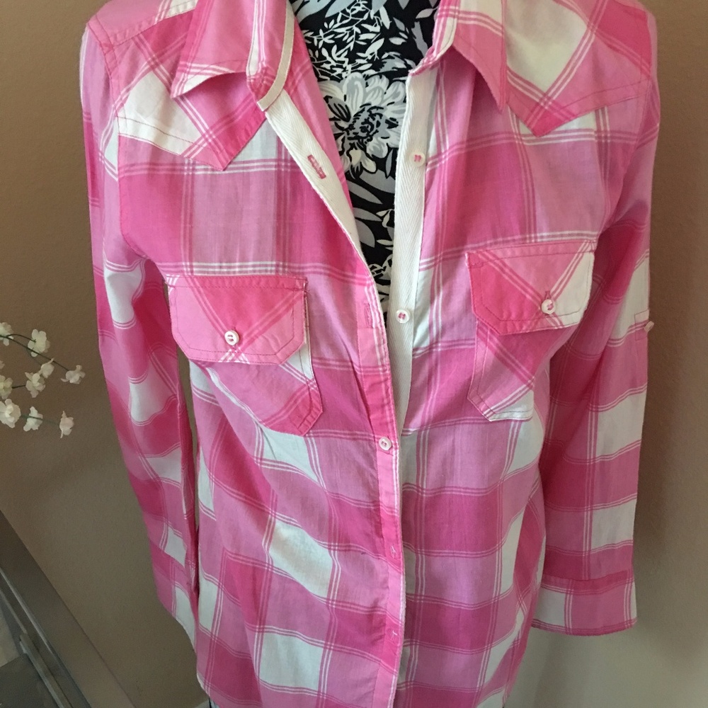 Pink and White Fitted western shirt
