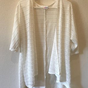 White lularoe lace cardigan Lindsay kimono.