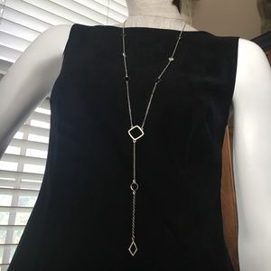 WHBM Long Black/Clear Crystal Silver-tone Necklace