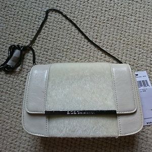 BCBGeneration white faux leather fur purse