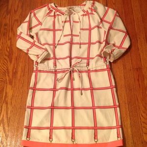 Julie Brown  cream and pink draw string dress.