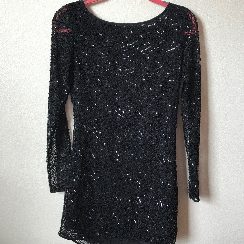 black sequin cocktail dress