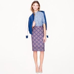 J. Crew Medallion Paisley Pencil Skirt